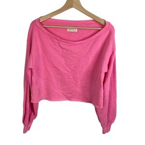 Beach Riot Sweatshirt Women's Sz Small Cropped Scoop Neck Pink Cotton casual top